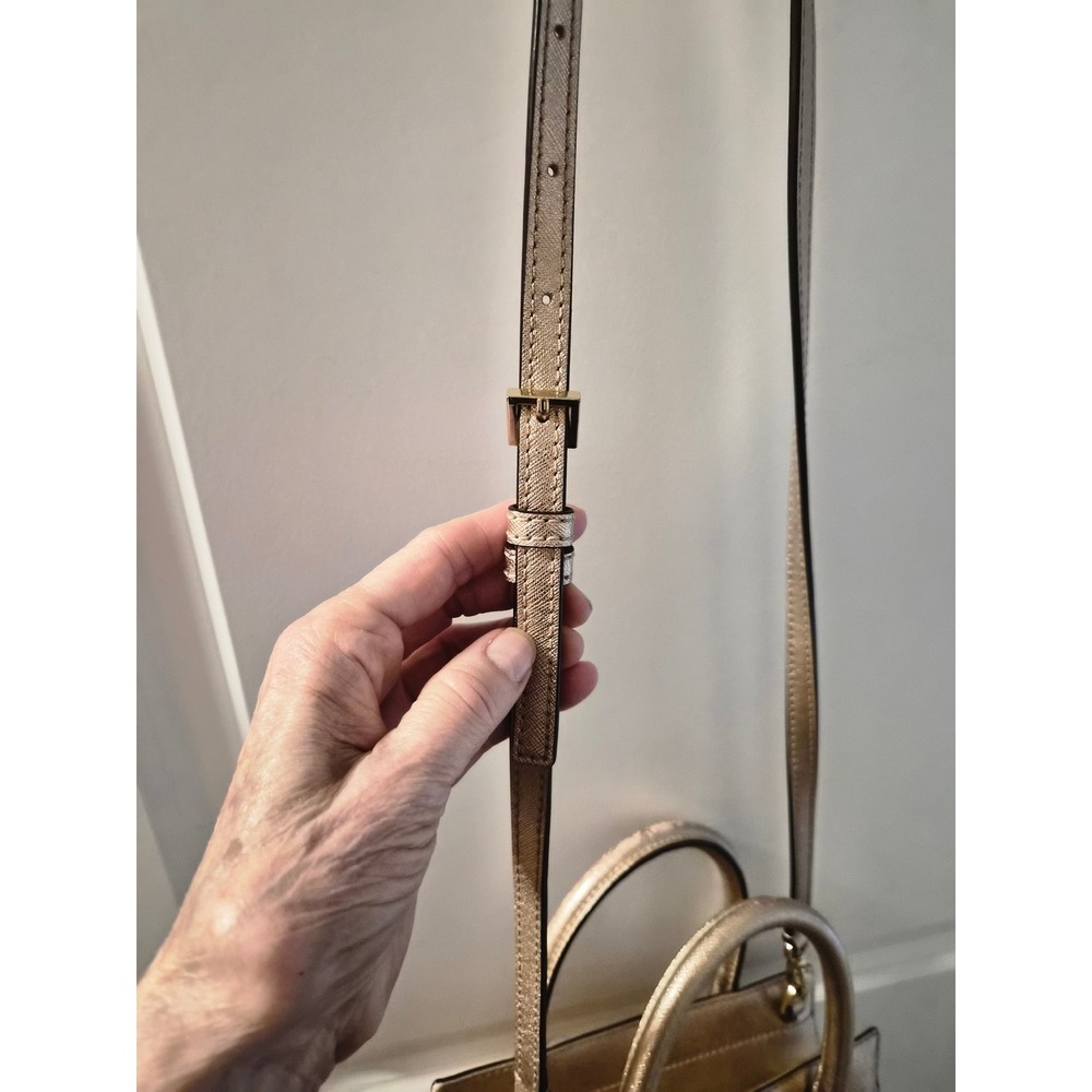 Kate Spade New York Metallic Gold Saffiano Leather Mini Satchel Crossbody Bag - Picture 10 of 14